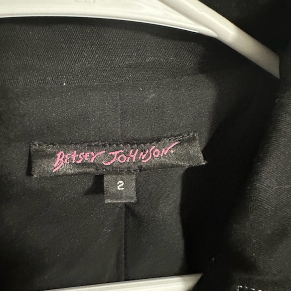Betsey Johnson Jacket Top Peplum Black 2 Short Sleeves Buttons Retro Classic - Picture 3 of 12
